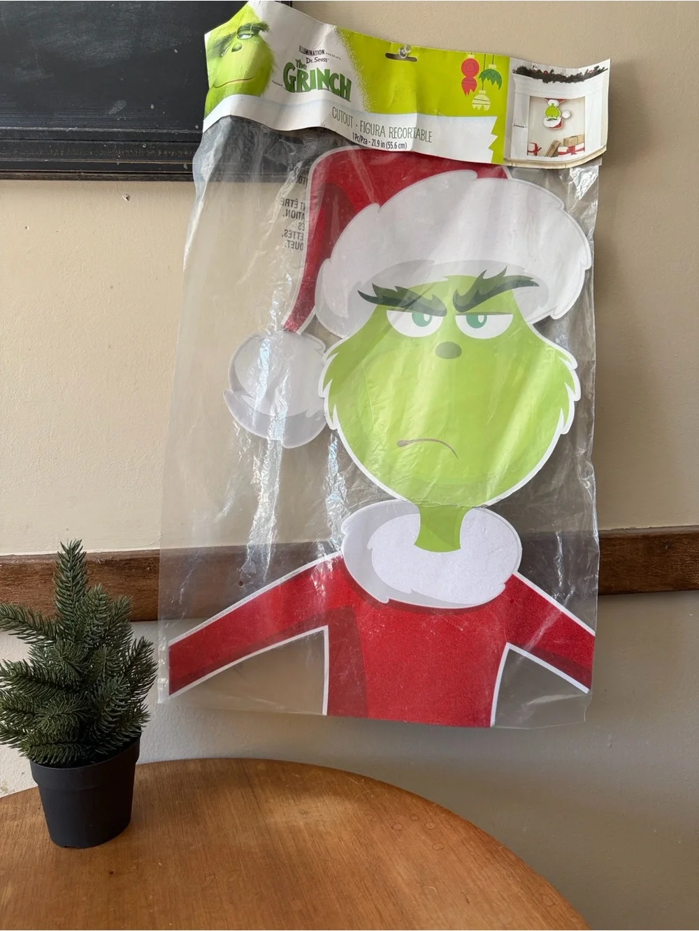 The grinch Holiday Cutout Decoration - Green, white & Red